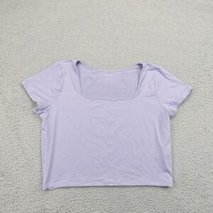Hollister Shirt Womens‎ 2XL Purple Square Neck Crop Top Short Sleeve Stretch